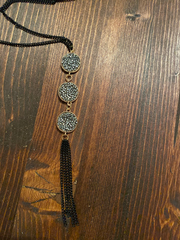 Black Diamond Stud Necklace
